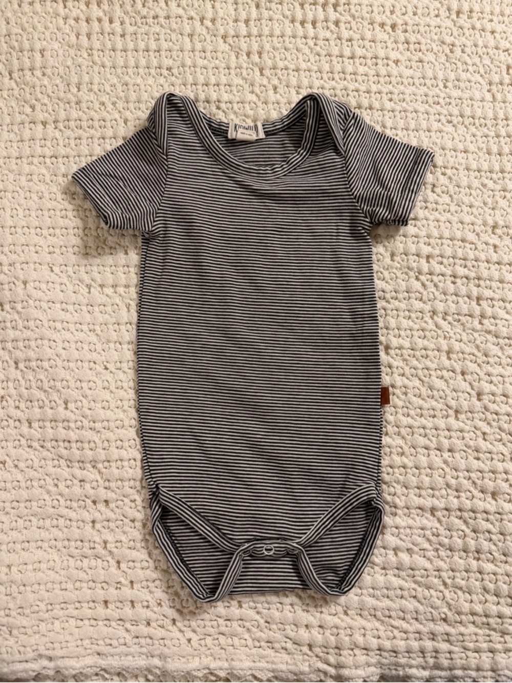 Striped Navy & White One-Piece Bodysuit by (no brand)